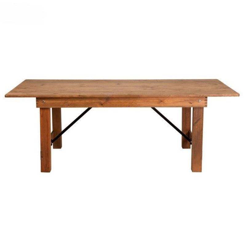 Solid Wood Brown Farmhouse Table - 3 Day Rental