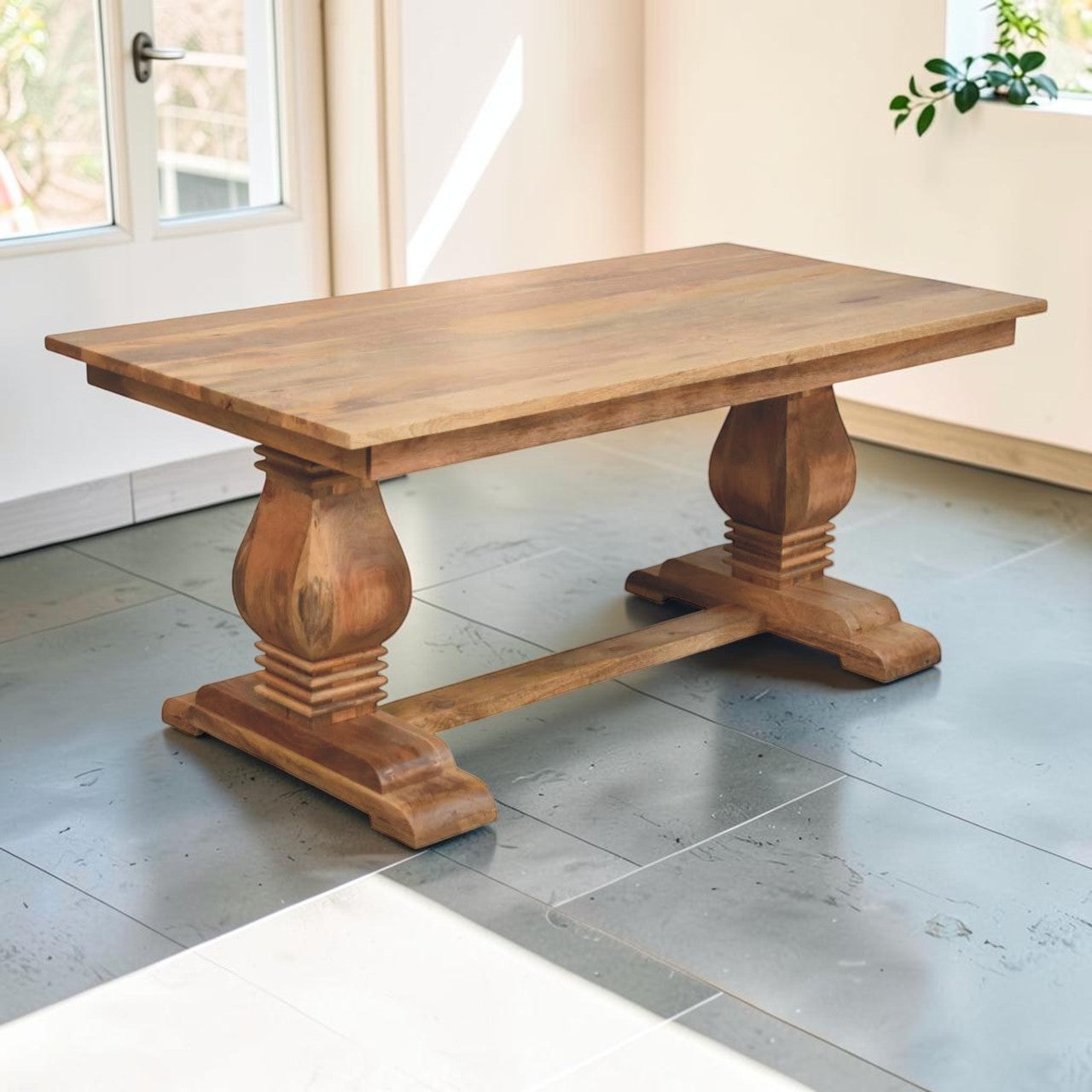 Custom Handcrafted - Heritage Double Pedestal Trestle Dining Table