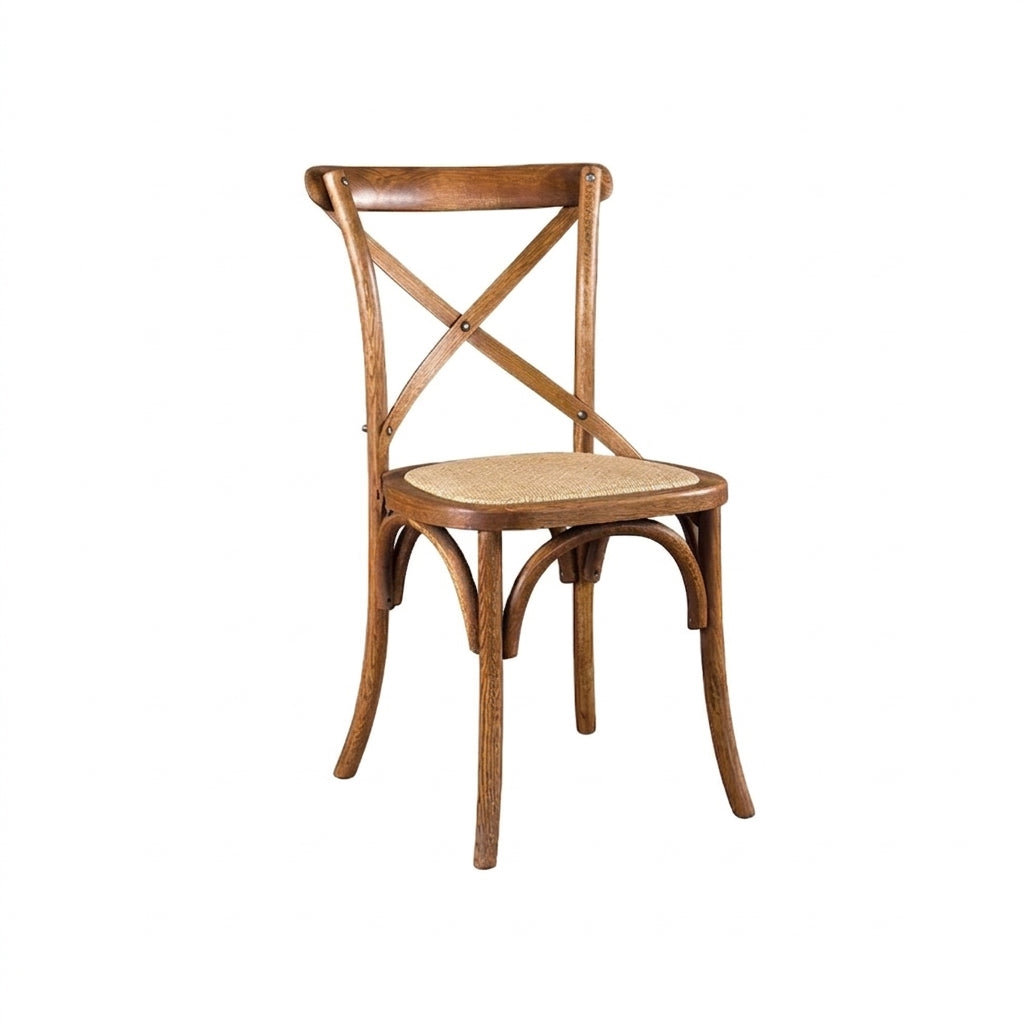 Provincial Rustic Wood Cross-Back Chair - 3 Day Rental