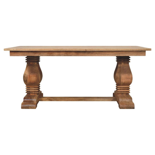double wood pedestal table
