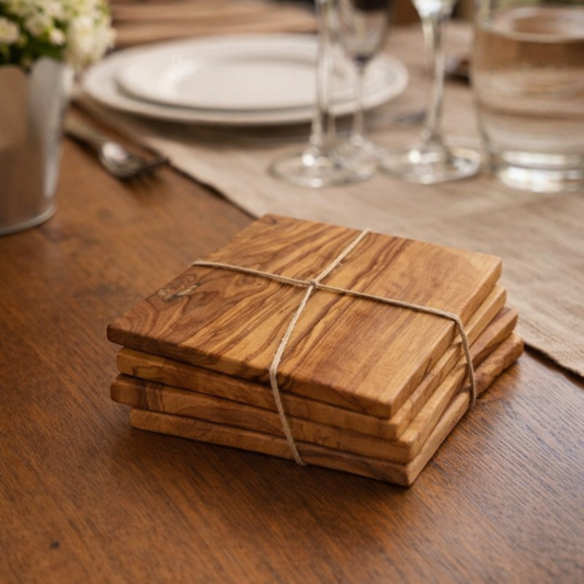 Olive Wood Coasters Set