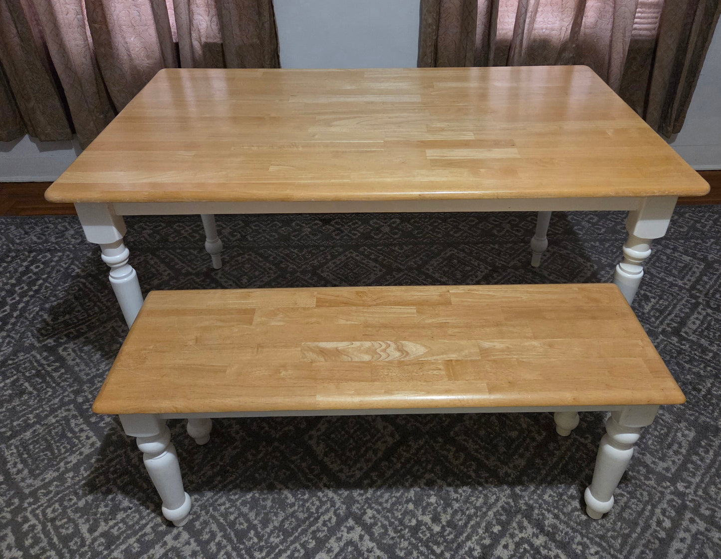 4' Farmhouse Table + Matching Bench