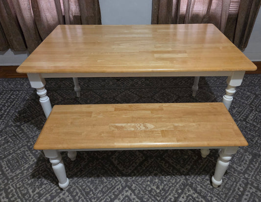 4' Farmhouse Table + Matching Bench