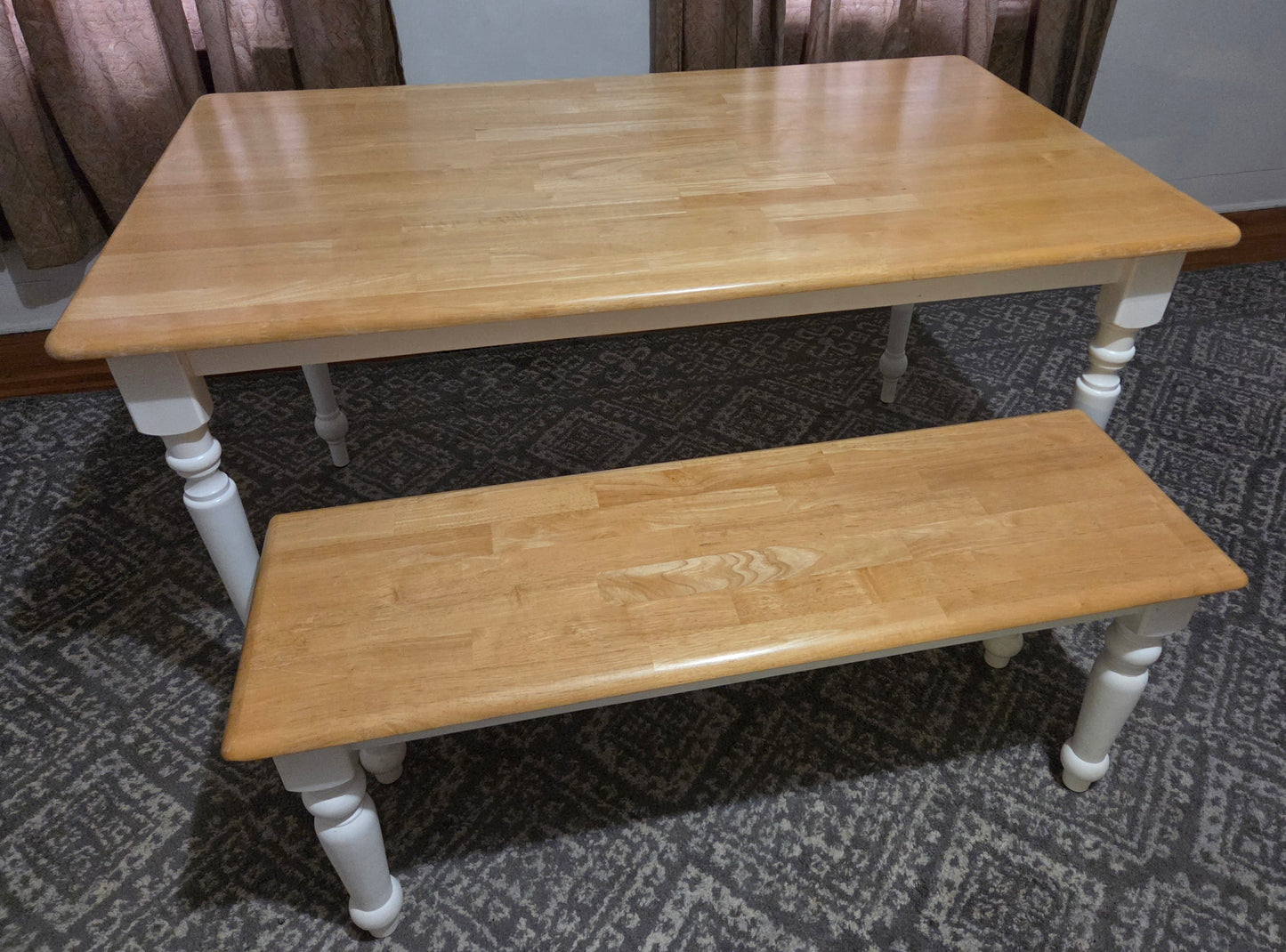 4' Farmhouse Table + Matching Bench