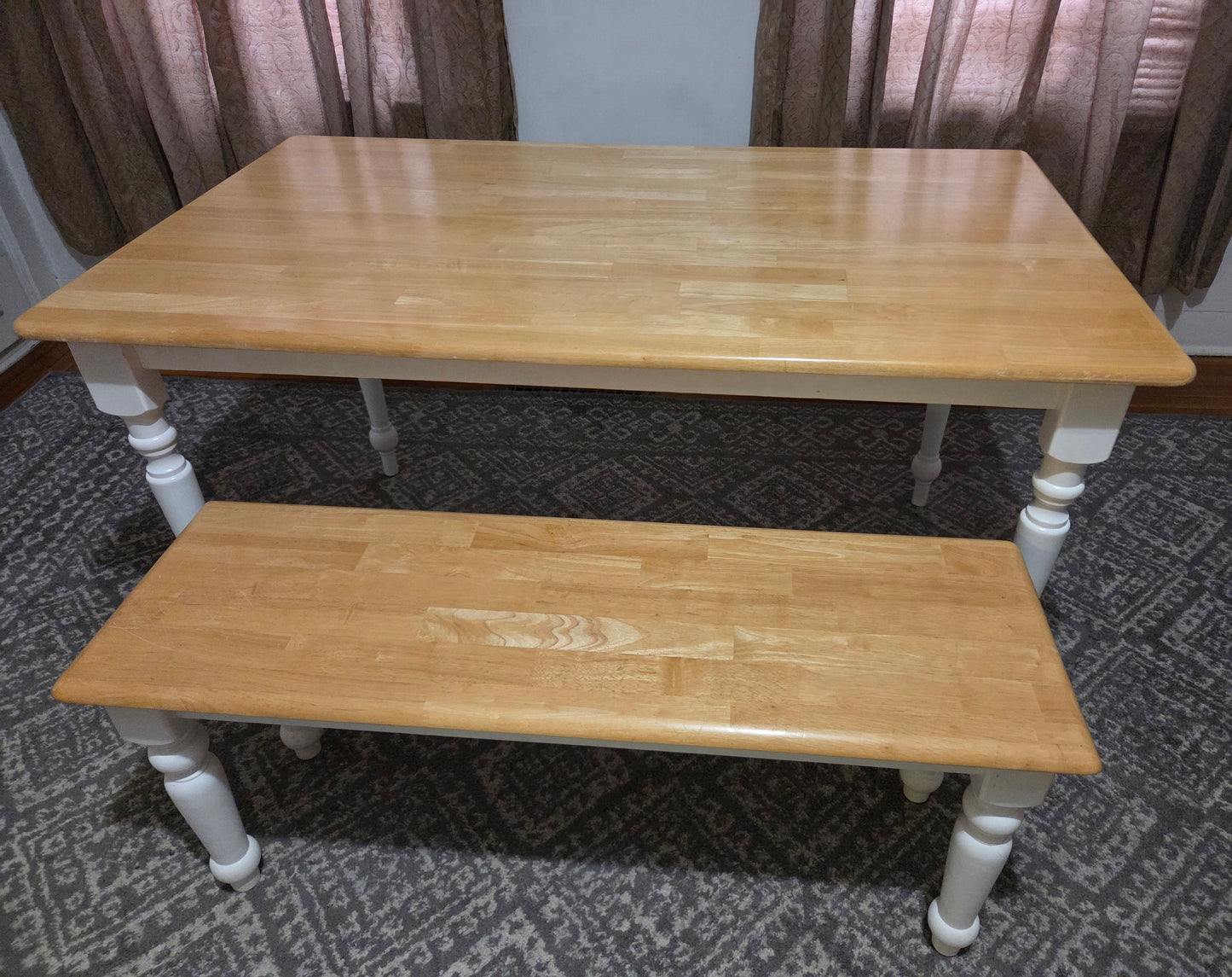 4' Farmhouse Table + Matching Bench