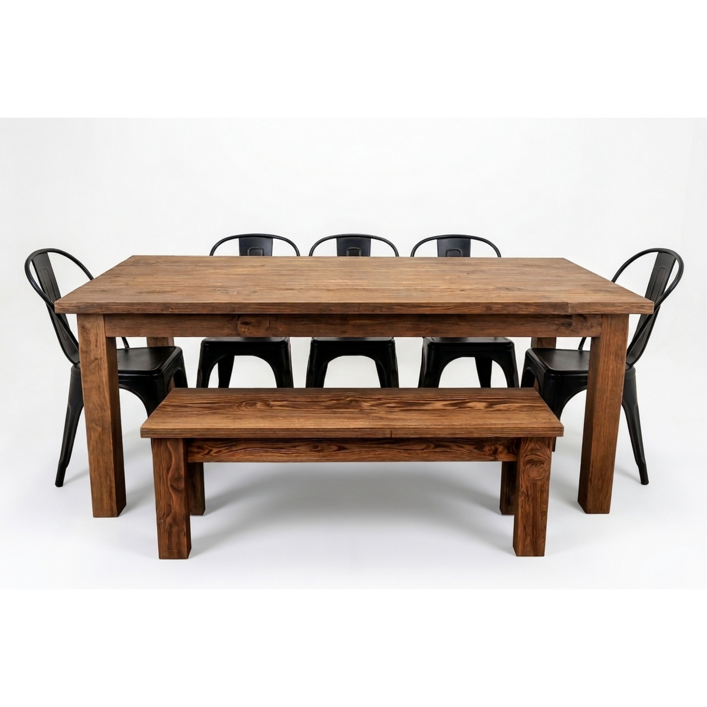 Preowned - 7pc Wood Farm Table Dining Set