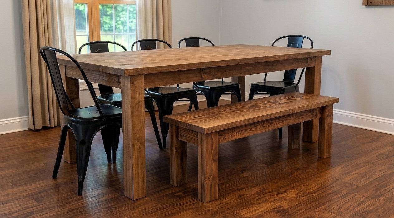 Preowned - 7pc Wood Farm Table Dining Set