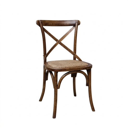 Aged Rustic Wood Cross-Back Chair - 3 Day Rental