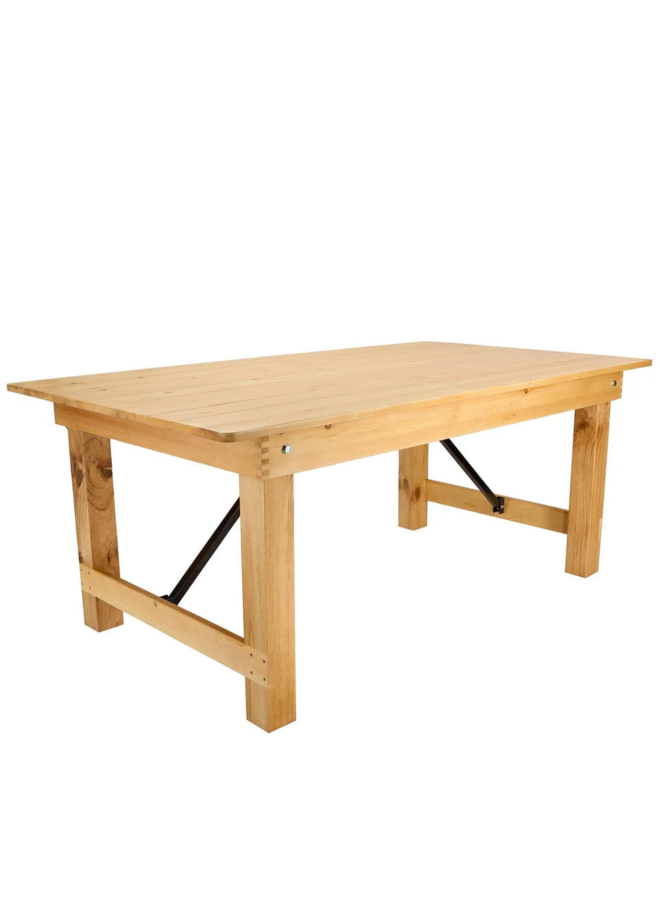 Solid Wood Natural Farmhouse Table - 3 Day Rental