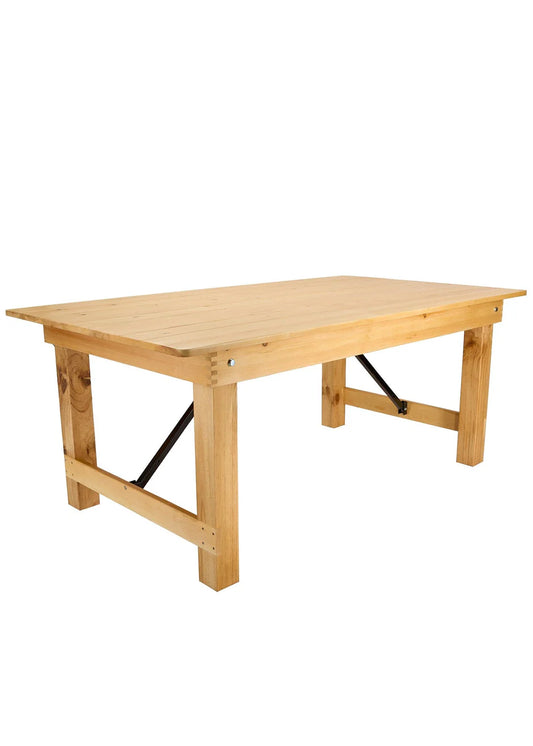 Solid Wood Natural Farmhouse Table - 3 Day Rental