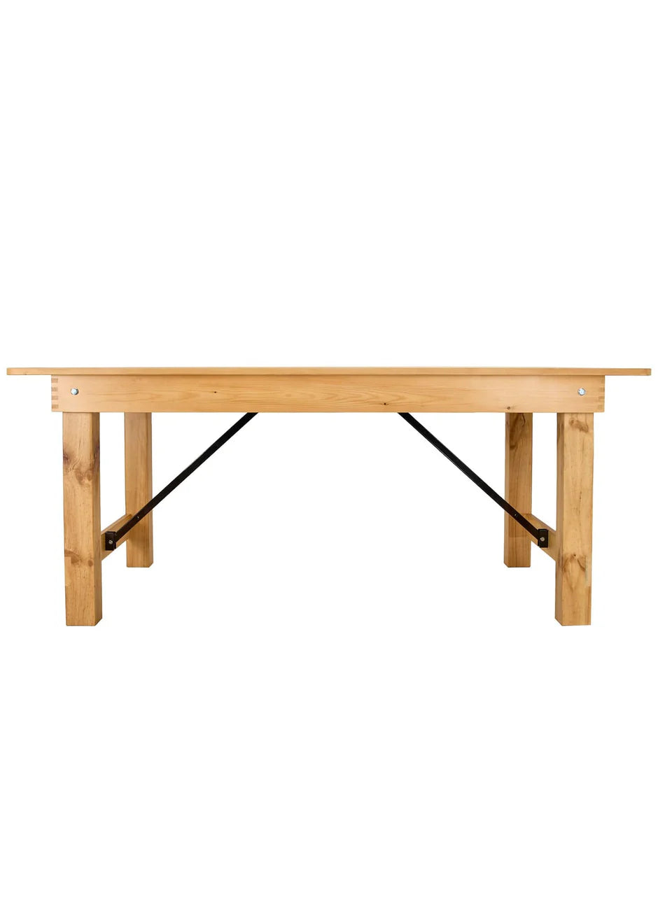 Solid Wood Natural Farmhouse Table - 3 Day Rental