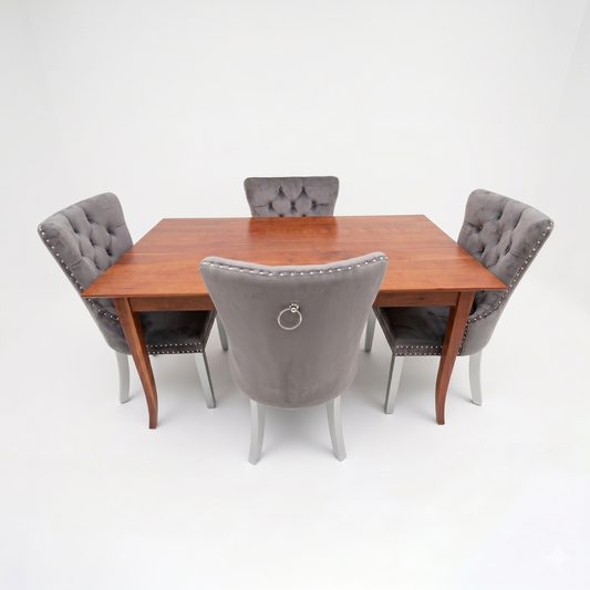 Preowned - Hickory Dining Table Set w/ Tufted Chairs