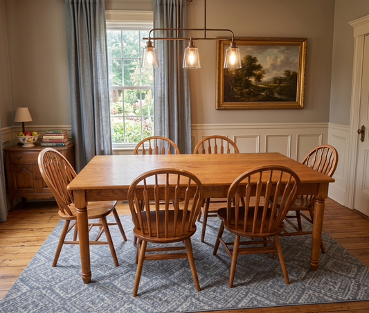 Preowned - 7pc Solid Oak Dining Table Set