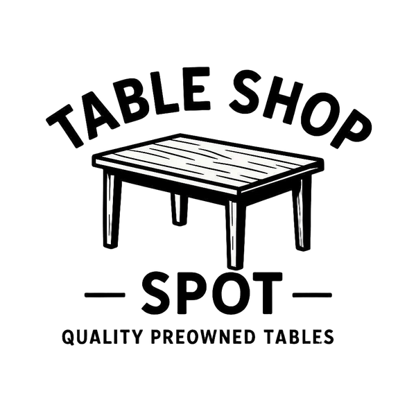 Logo of Table Shop Spot with a wooden table illustration on a white background