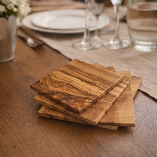 Olive Wood Coasters Set